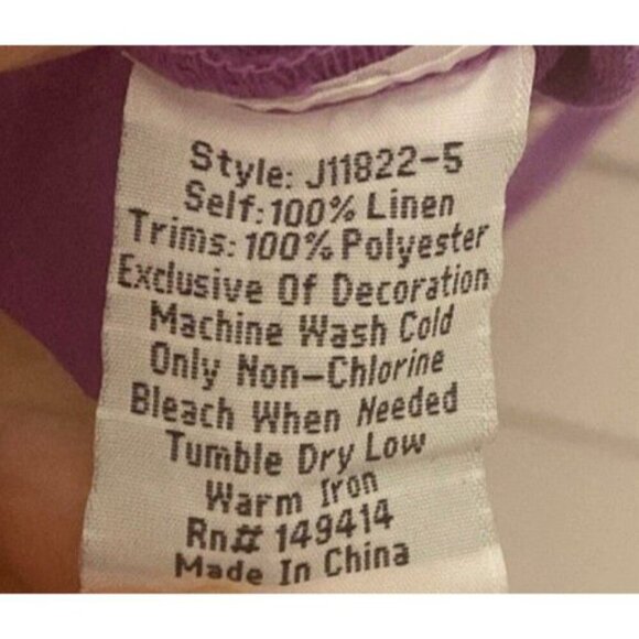 Johnny Purple Embroidered 100% Linen Tunic Blouse, Size XS, Boho Casual - Picture 6 of 7